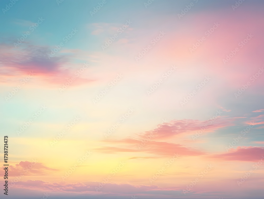 Fototapeta premium Beautiful Pastel Colored Sky at Sunset with Soft Clouds Background Image