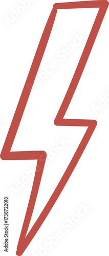 A thin reddishbrown lightning bolt outline on a white background