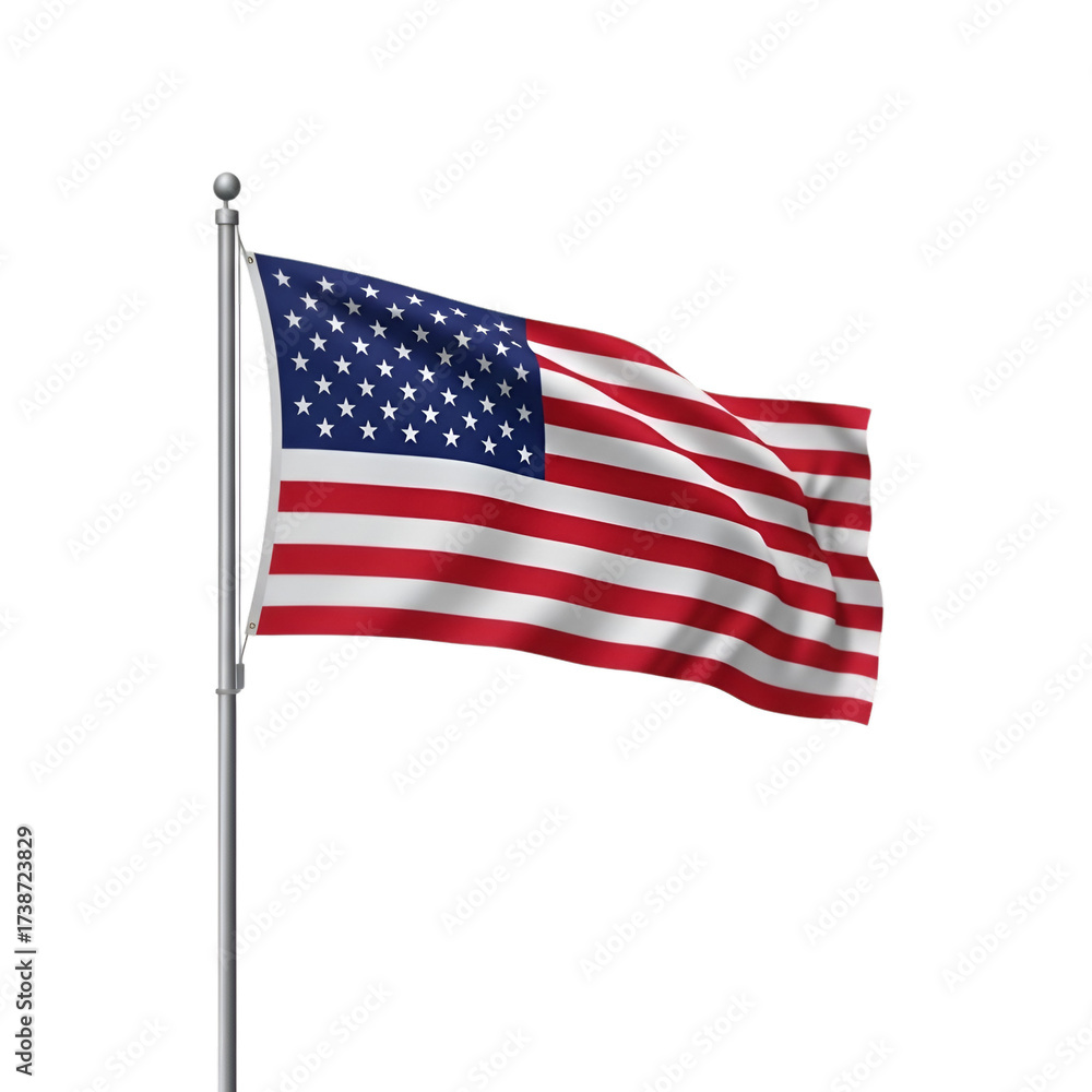 Fototapeta premium Waving American Flag on a Pole