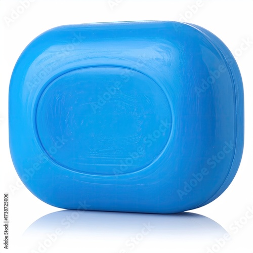 Bright blue, rounded bar soap with central indentation