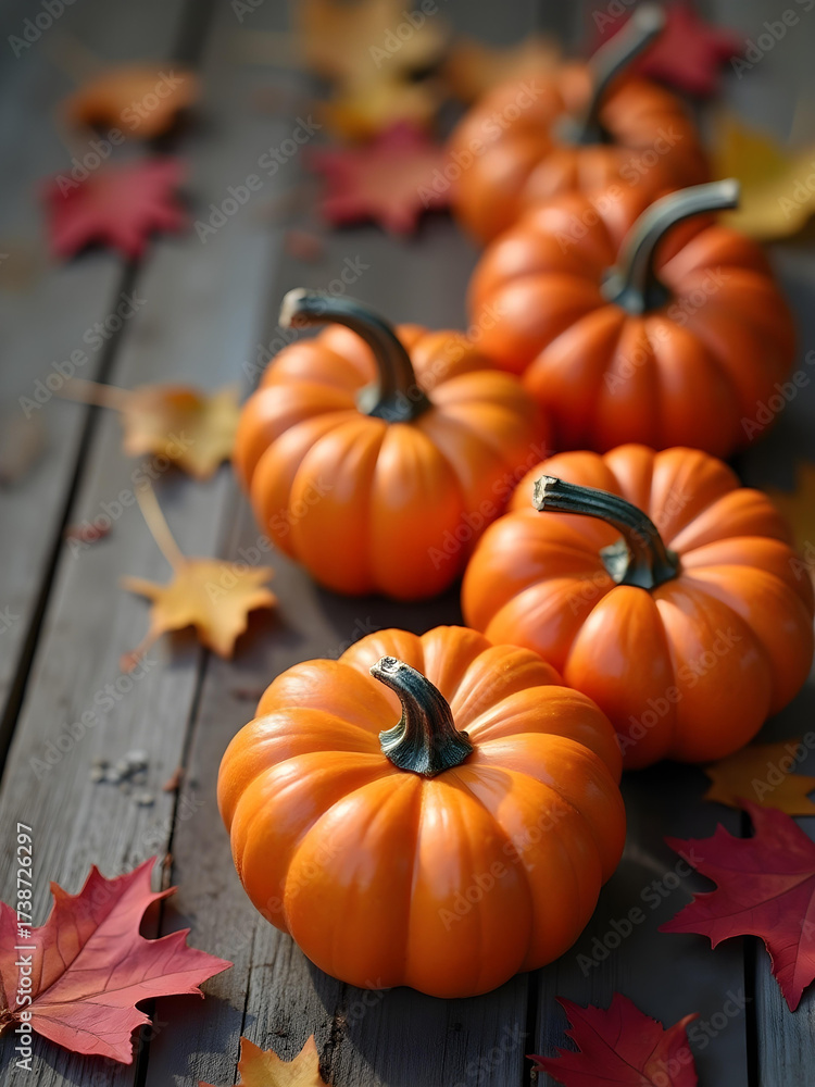 Obraz premium pumpkins and autumn leaves