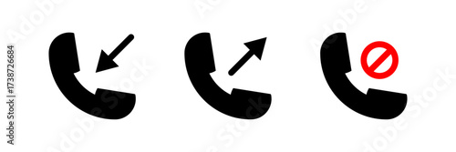 Phone Call Status Icons Showing Incoming Outgoing and Blocked Communication