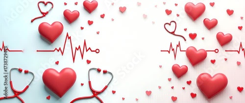 Creative World Health Day border with heartbeats and medical icons offering space for inspirational messages concept as Creative health day frame featuring heartbeats and medical icons for inspiration