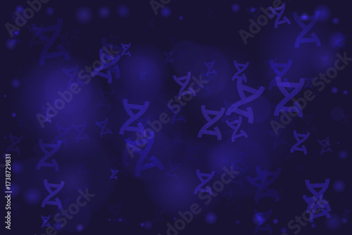Abstract blue background with genetic DNA helix patterns and blurred scientific elements, representing biotechnology and molecular science