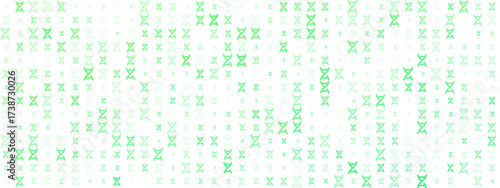 Abstract green DNA helix pattern on white background, representing genetics, biology, and scientific research concepts.