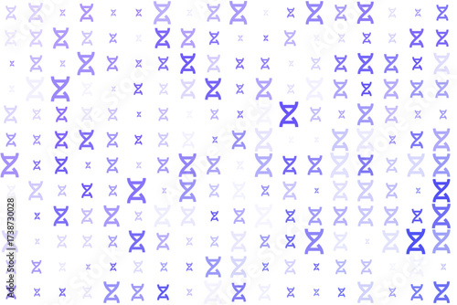 Abstract seamless pattern with interconnected geometric shapes resembling DNA strands in varying shades of purple on a white background, ideal for technology and science themes