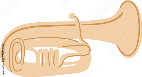 An illustration of a tan tuba with brown outline