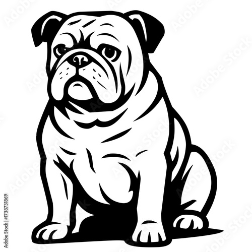 Cute Bulldog silhouette, vector SVG