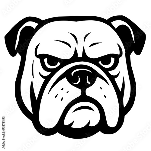 Vector illustration of a bulldog head, black
