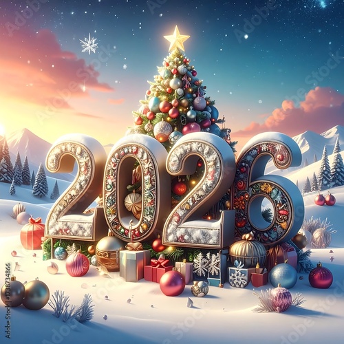 Festive 2026 Christmas tree scene