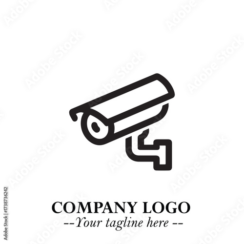 Black and White CCTV Logo Illustration in Minimalist Modern Vector Design for Security and Surveillance