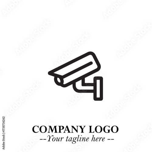 Black and White CCTV Logo Illustration in Minimalist Modern Vector Design for Security and Surveillance