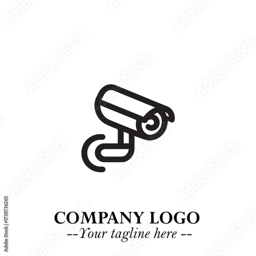 Black and White CCTV Logo Illustration in Minimalist Modern Vector Design for Security and Surveillance