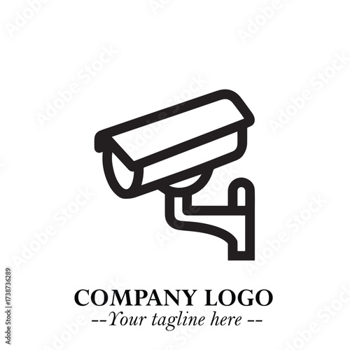 Black and White CCTV Logo Illustration in Minimalist Modern Vector Design for Security and Surveillance
