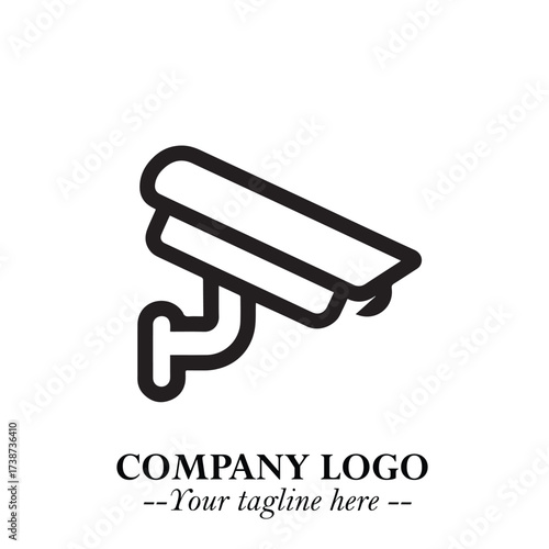 Black and White CCTV Logo Illustration in Minimalist Modern Vector Design for Security and Surveillance