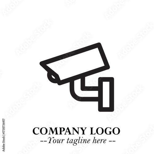 Black and White CCTV Logo Illustration in Minimalist Modern Vector Design for Security and Surveillance