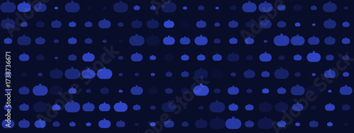 Abstract digital pattern featuring blue pumpkins in various sizes and shades, creating a modern and festive background for autumn and Halloween designs.