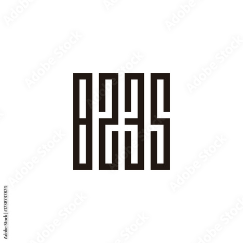 Number 8, 2, 3 and 5 square, rectangle