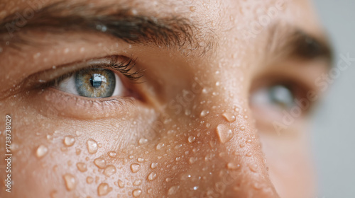 Refreshing cooldown with water droplets on forehead