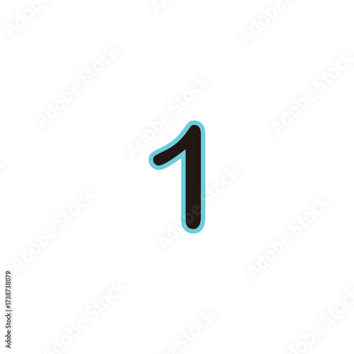 Number 1 neon, line geometric symbol simple logo vector