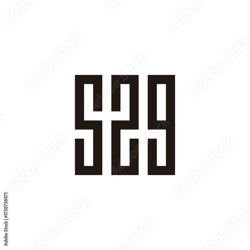 Number 5, 2 and 3 square, rectangles geometric symbol simple logo vector