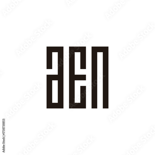 Letter a, E and n square, reectangles, geometric symbol simple logo vector