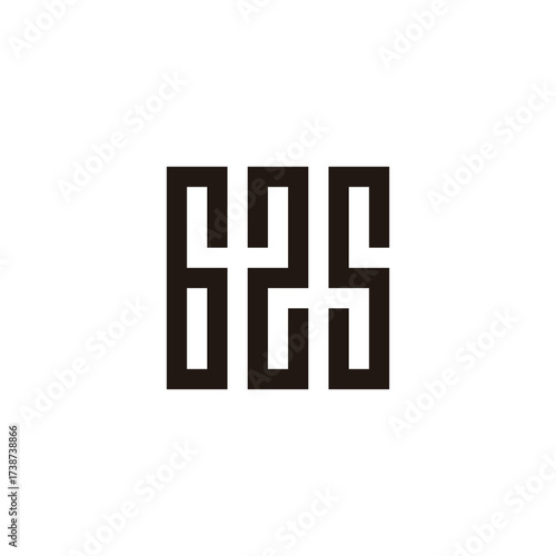 Letter 6, 2 and 5 square, rectangles geometric symbol simple logo vector
