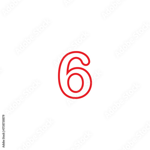 Number 6 linear 6 geometric symbol simple logo vector