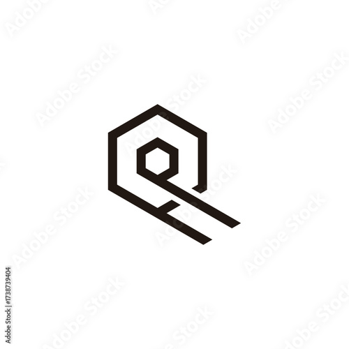 Letter Q line, double geometric symbol simple logo vector