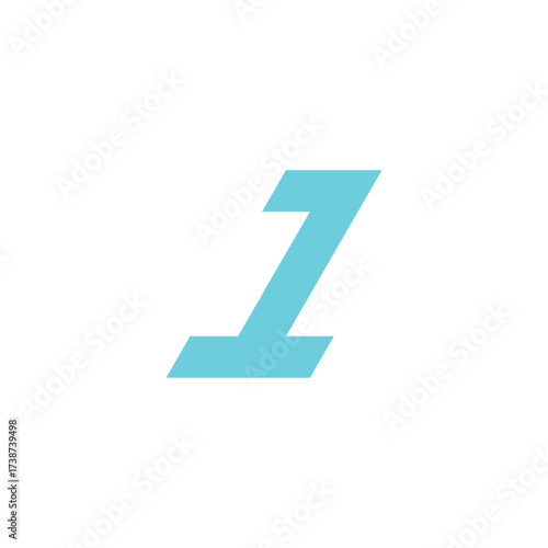 Number 1 blue, modern geometric symbol simple logo vector
