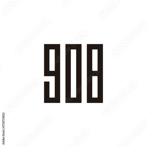 Connect 9, 0 and 8 square, rectangles geometric symbol simple logo vector
