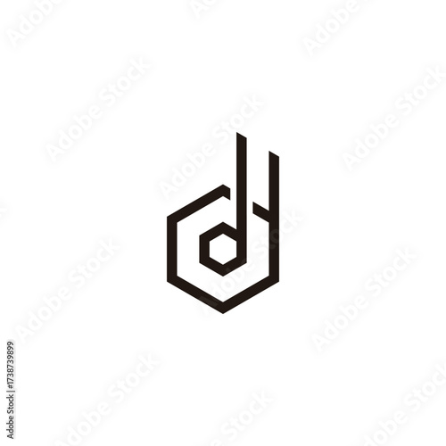 Free Download Letter d hexagon, double, line geometric symbol simple logo vector - GFXLoad