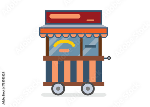 Food vendor cart. Simple flat illustration