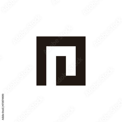 Letter r or n square geometric symbol simple logo vector