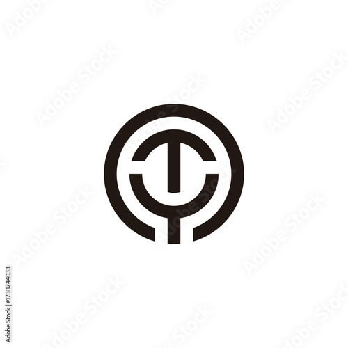 Letter T, n and Y circle geometric symbol simple logo vector