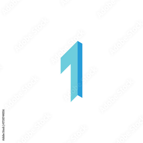 Number 1 ribbon geometric symbol simple logo vector