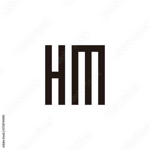 Letter HM square, rectangle geometric simple symbol logo vector