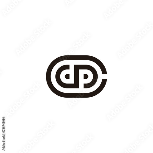Letter d, p and c capsule geometric symbol simple logo vector
