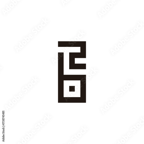 Letter b number 2 square geometric symbol simple logo vector