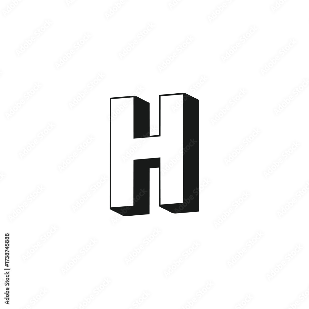 Fototapeta premium Letter H 3d geometric symbol simple logo vector