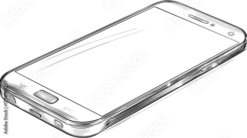 This graphic rendering depicts a rectangular form with rounded edges, created with stark lines against a dark backdrop, possibly a device.