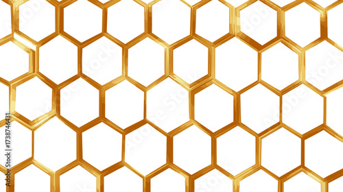 A golden geometric honeycomb pattern against a dark background, creating a visually appealing and modern design. Perfect for backgrounds.