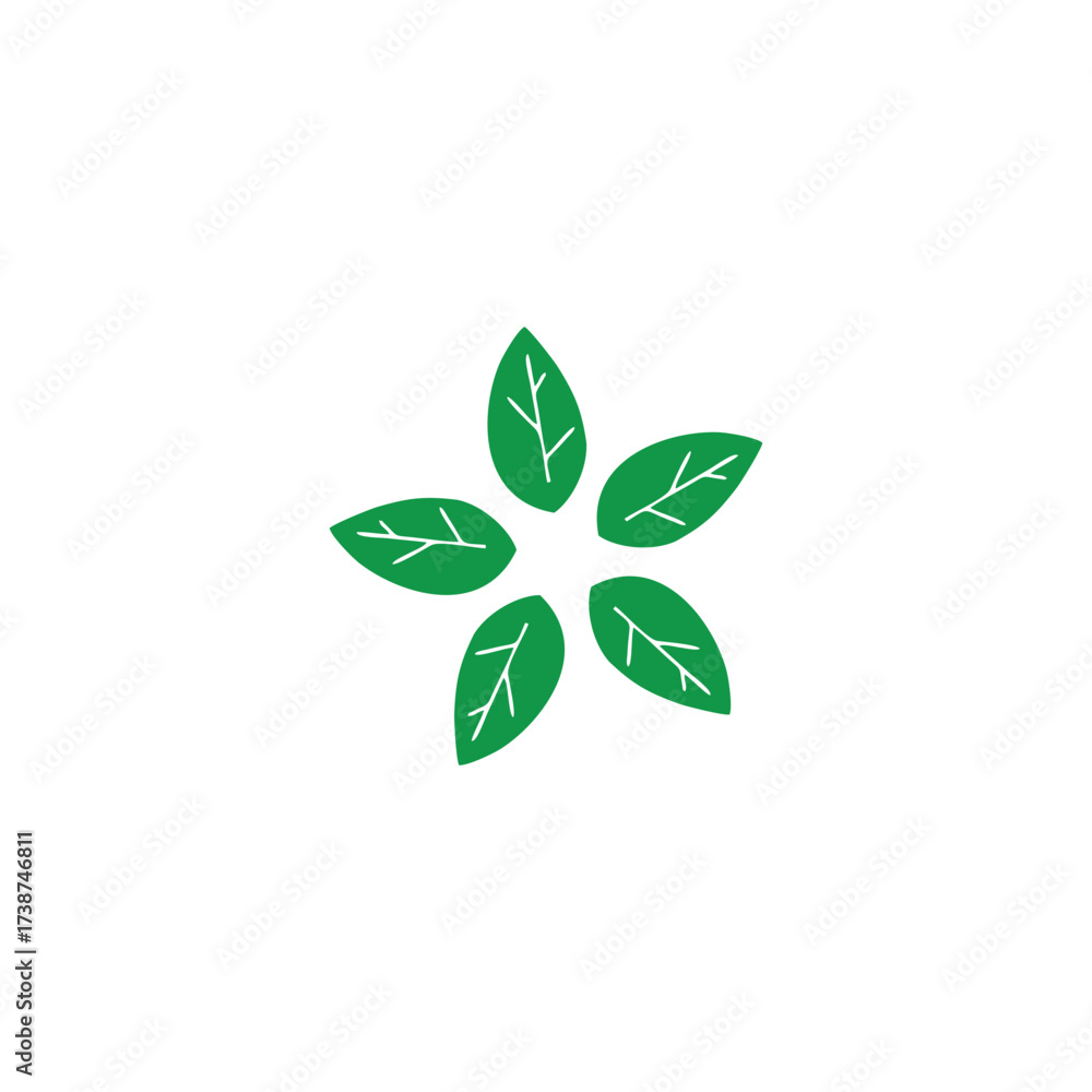 Fototapeta premium Five leaves, geometric symbol simple logo vector
