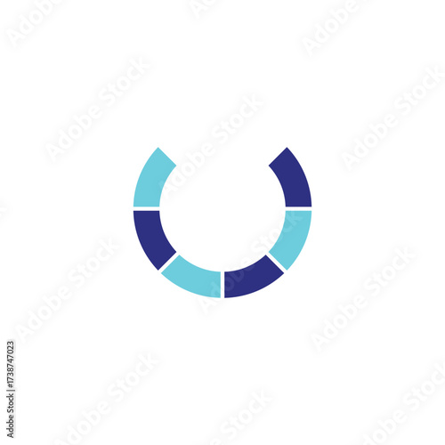 Letter U modern, electric geometric symbol simple logo vector