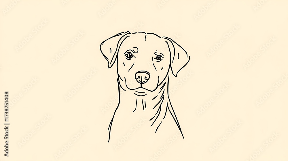 Fototapeta premium Delicate Line Art Illustration of a Dog's Head and Shoulders