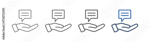 
outline icon set advice with hand and conversation design