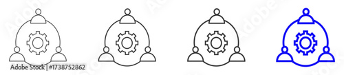 collaboration team icon set collection style outline. Contain teamwork, collaboration, team managemen, 