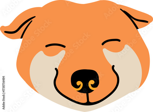 Cartoon fox face with closed eyes and smiling mouth