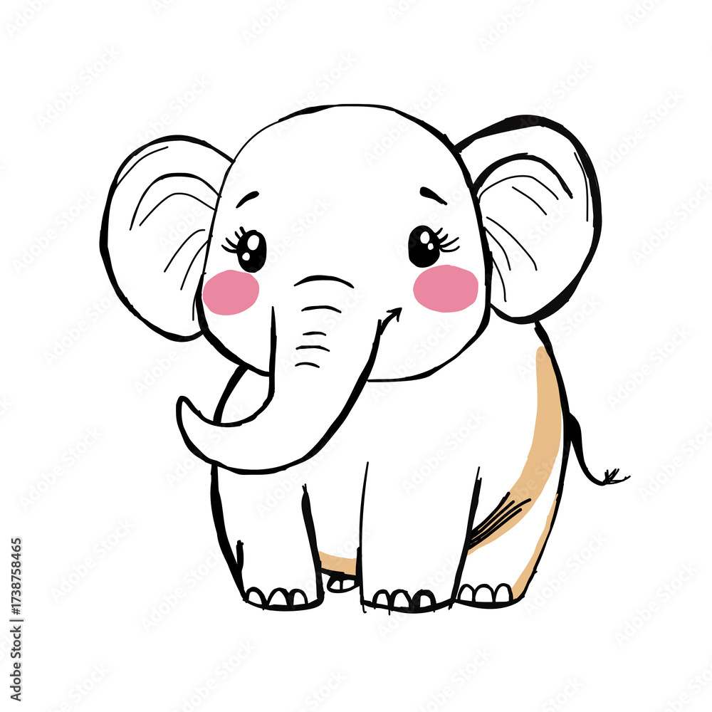 Obraz premium Adorable Baby Elephant Drawing 