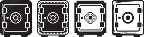 Money safe box vector icon set